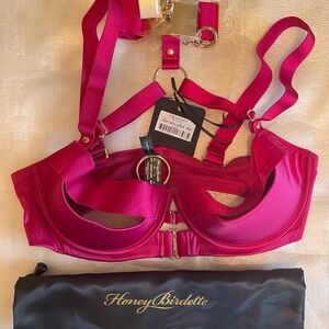 Honey Birdette Lingerie Passion Red Chasity Bra & Skirt set